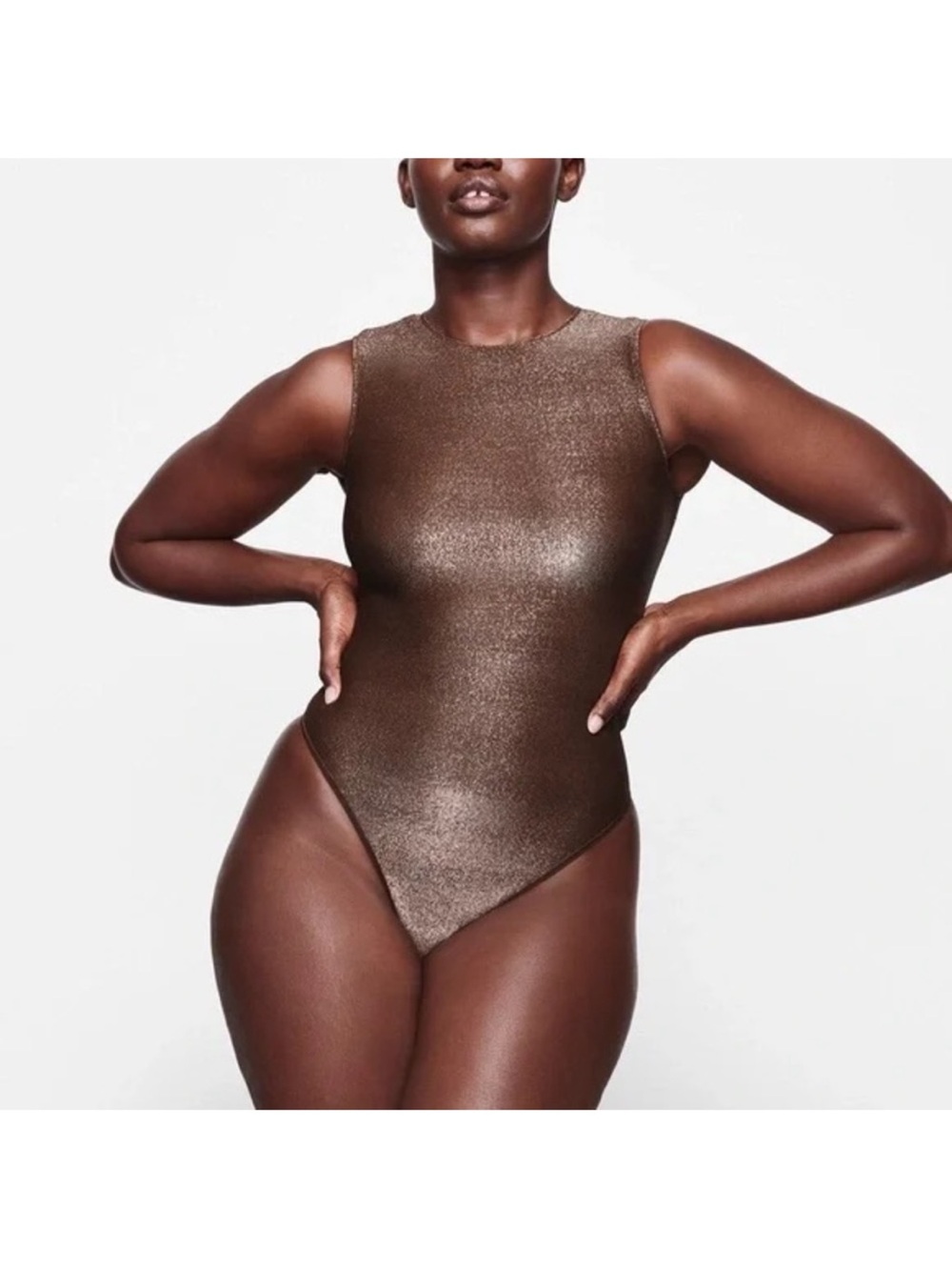 Skims glitter brown Sleeveless glitter small Brown Bodysuit - Women's Top nwot